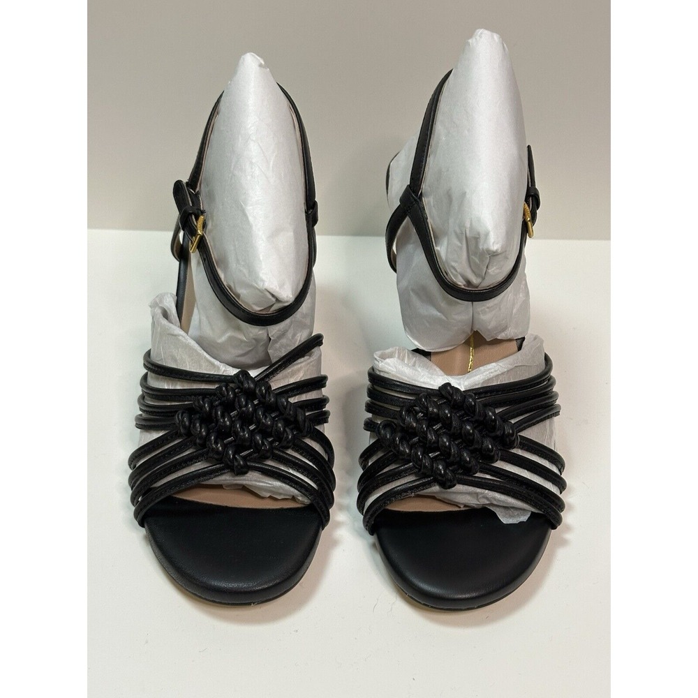 Cole Haan, Jitney Knot Wedge Sandals, Black Leather, Size‎ 8B